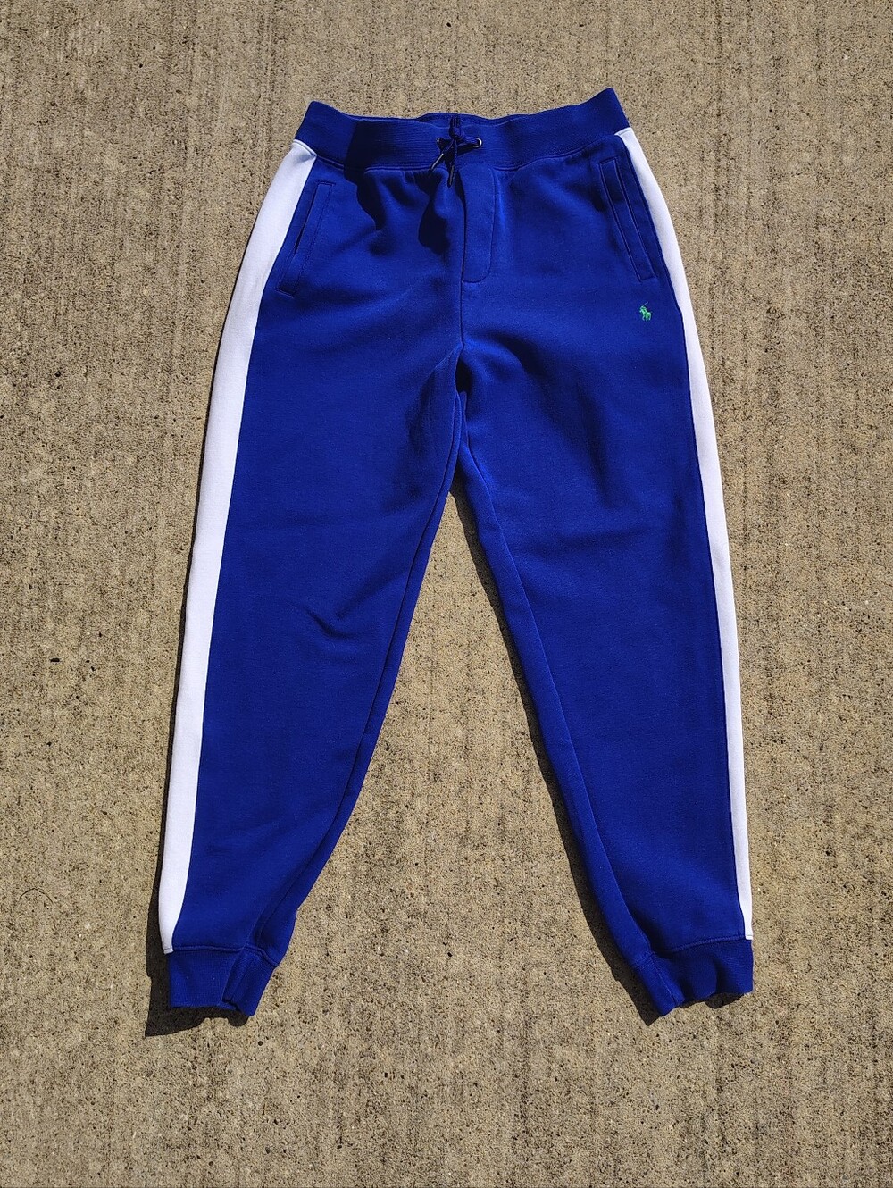 Polo Ralph Lauren Boys Navy Joggers White Stripe Green Pony Large 14/16